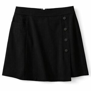 CAbi Black A-Line Ponte Skirt High Waist Button Front Mini Size 6